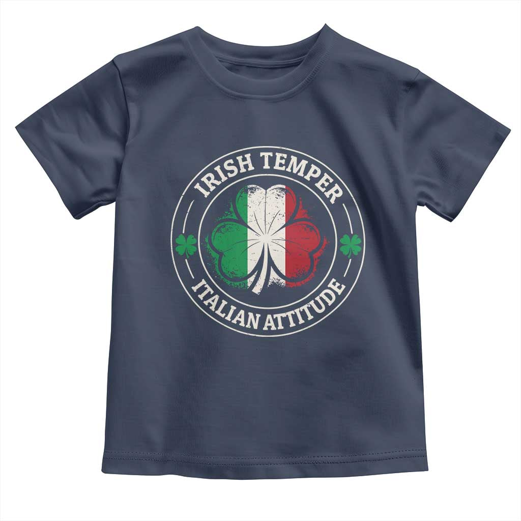 Funny Irish Temper Italian Attitude Toddler T Shirt Irish Italian Pride Vintage Shamrock TS11 Navy Print Your Wear