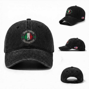 Funny Irish Temper Italian Attitude Washed Cotton Baseball Cap Irish Italian Pride Vintage Shamrock TS11 Washed Cap Universal Fit Black Print Your Wear