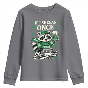 If I Shenan Once I Will Shenanigan Youth Sweatshirt St Patricks Day Raccoon TS11 Charcoal Print Your Wear