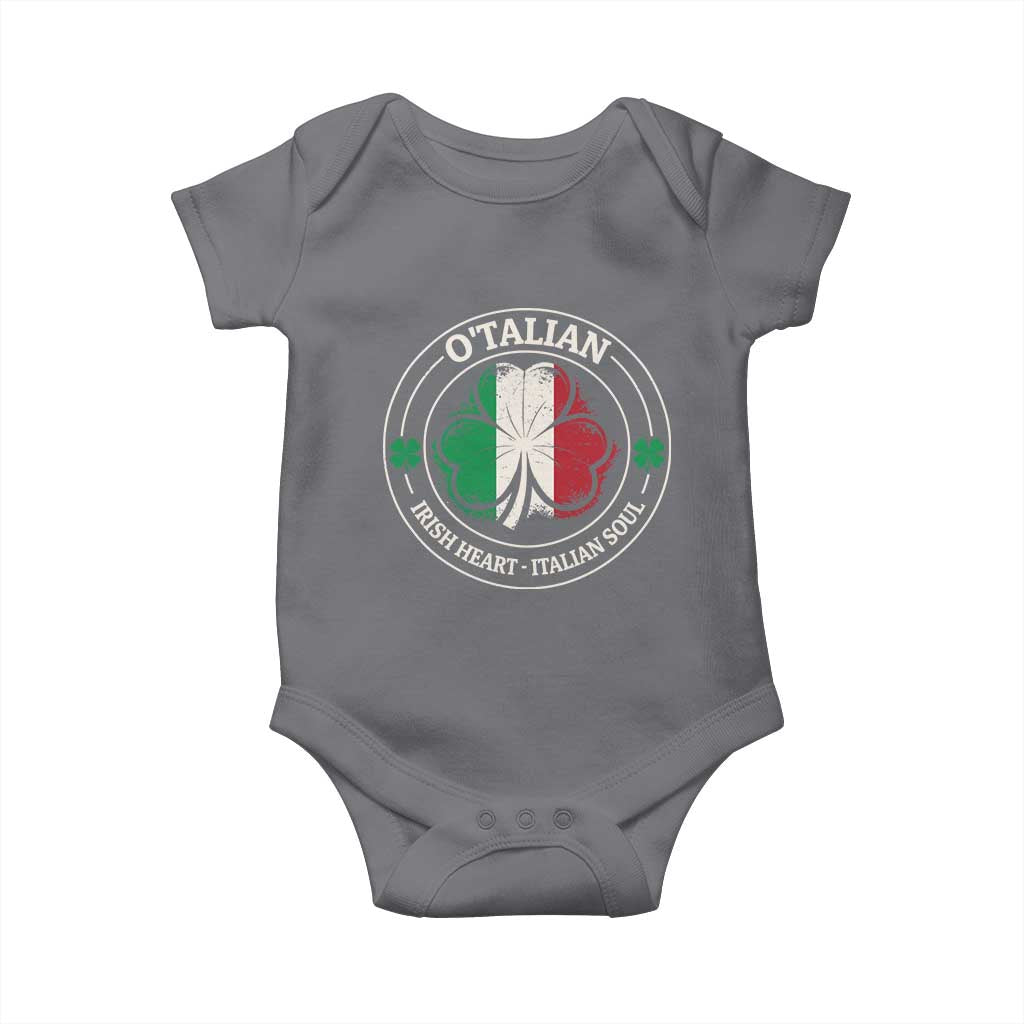 Irish Italian Pride Baby Onesie O'Talian Irish Heart Italian Soul St Patricks Day TS11 Charcoal Print Your Wear
