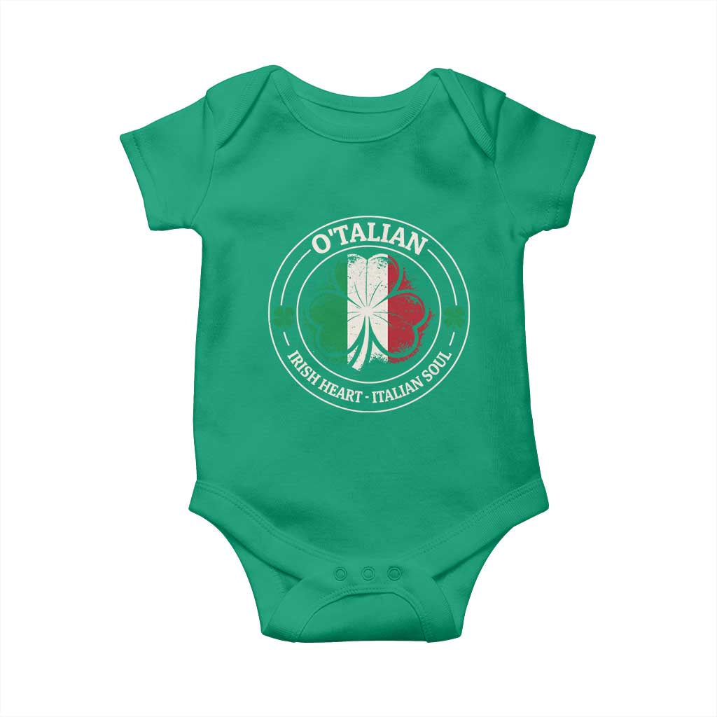 Irish Italian Pride Baby Onesie O'Talian Irish Heart Italian Soul St Patricks Day TS11 Irish Green Print Your Wear