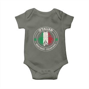 Irish Italian Pride Baby Onesie O'Talian Irish Heart Italian Soul St Patricks Day TS11 Military Green Print Your Wear