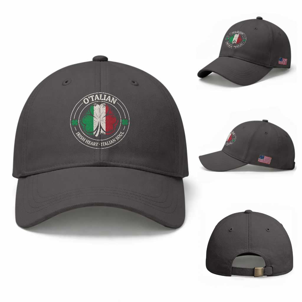 Irish Italian Pride Baseball Cap O'Talian Irish Heart Italian Soul St Patricks Day TS11 Baseball Cap Universal Fit Dark Gray Print Your Wear