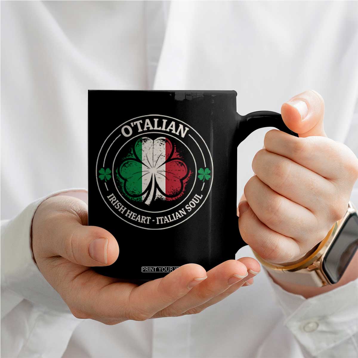 Irish Italian Pride Coffee Mug O'Talian Irish Heart Italian Soul St Patricks Day TS11 Print Your Wear