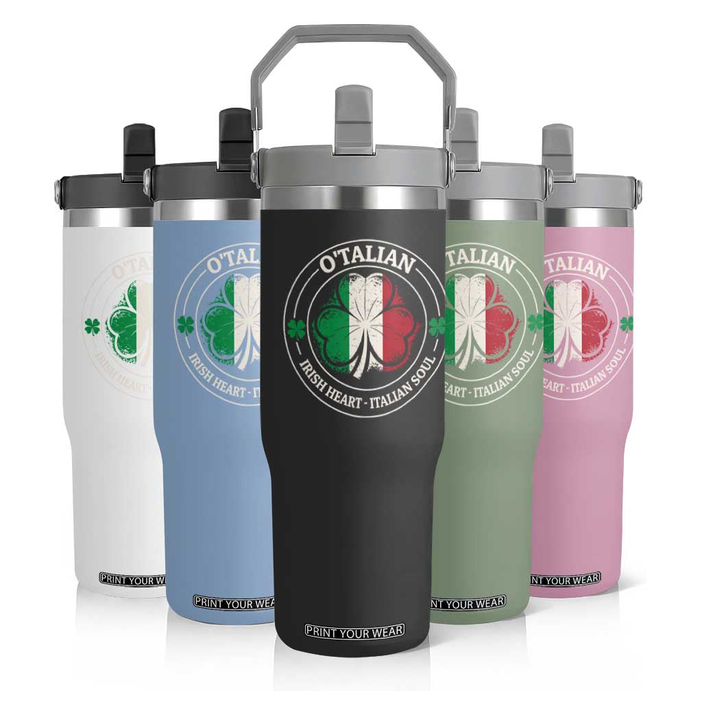 Irish Italian Pride Flip Straw Tumbler O'Talian Irish Heart Italian Soul St Patricks Day TS11 Print Your Wear