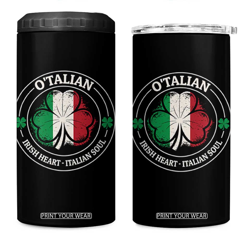 Irish Italian Pride 4 in 1 Can Cooler Tumbler O'Talian Irish Heart Italian Soul St Patricks Day TS11 One Size: 16 oz Black Print Your Wear