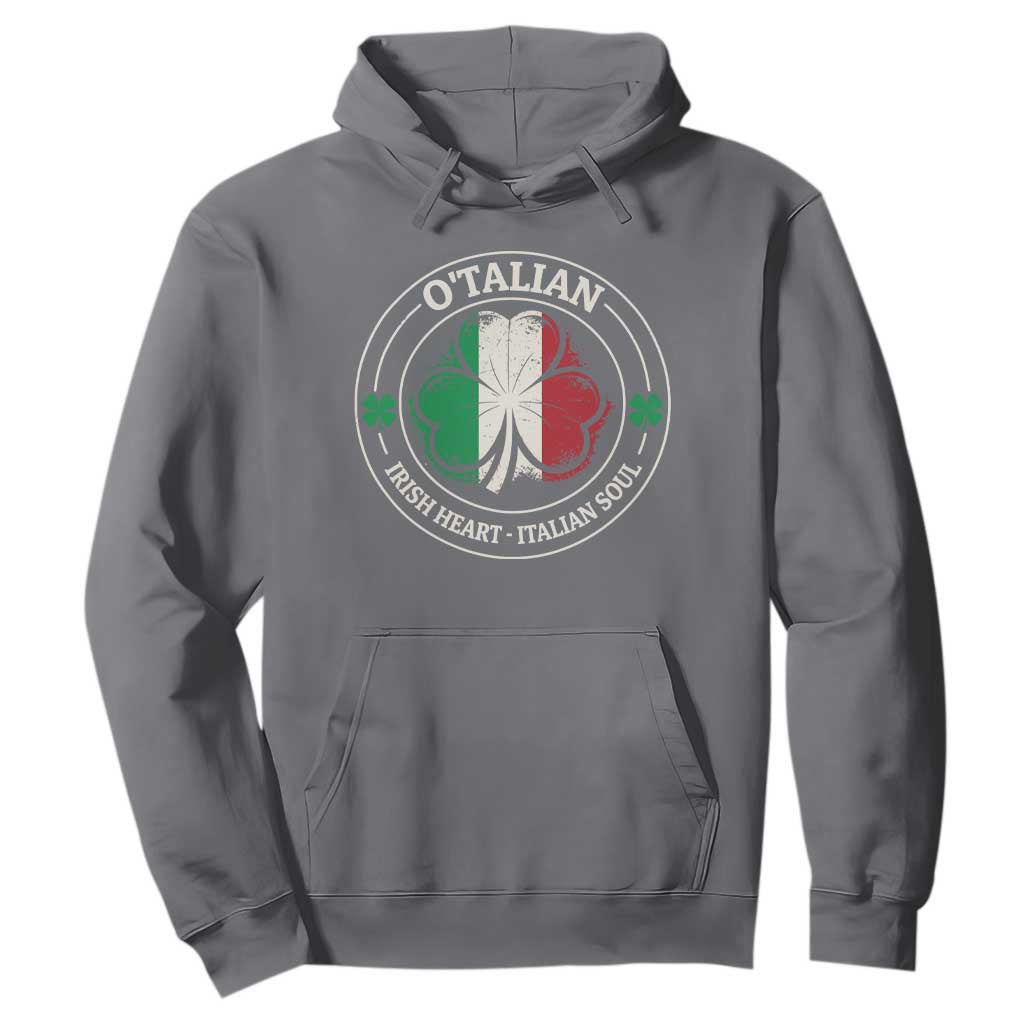 Irish Italian Pride Hoodie O'Talian Irish Heart Italian Soul St Patricks Day TS11 Charcoal Print Your Wear