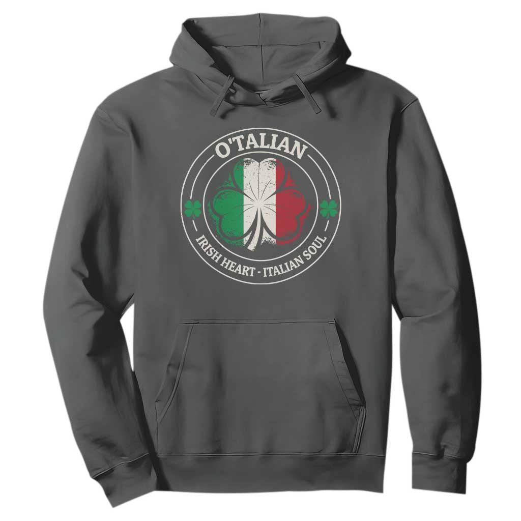 Irish Italian Pride Hoodie O'Talian Irish Heart Italian Soul St Patricks Day TS11 Dark Heather Print Your Wear