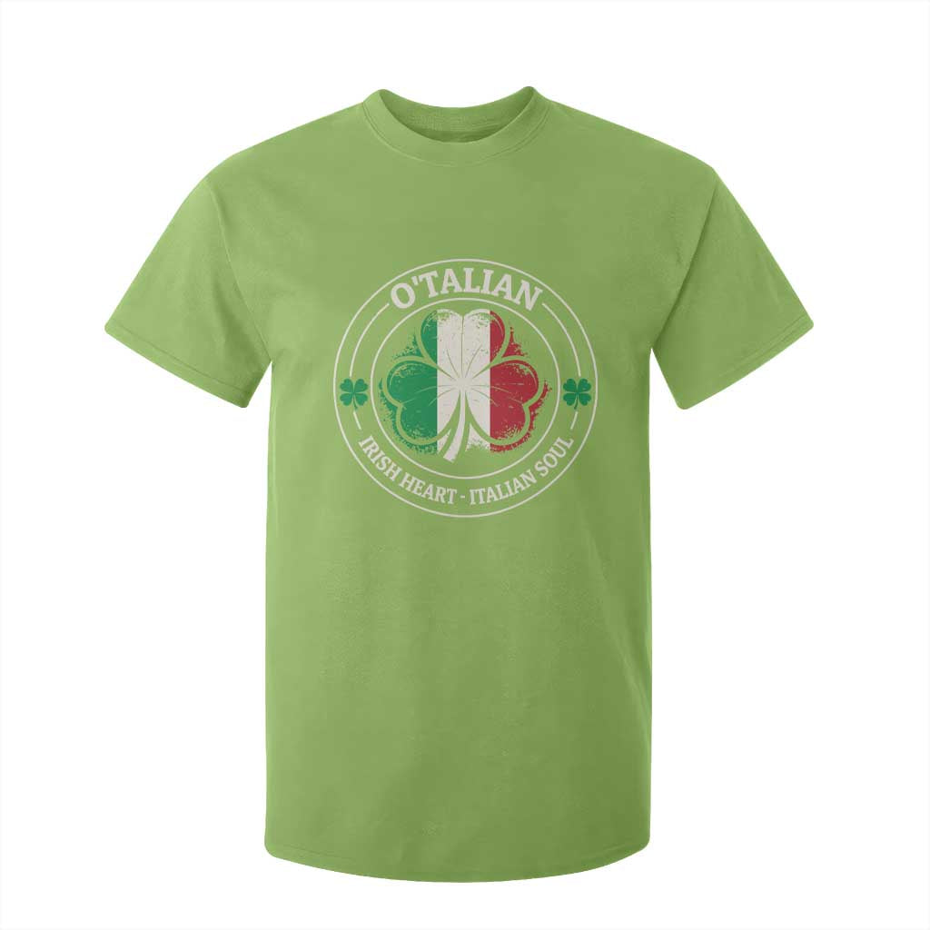 Irish Italian Pride T Shirt For Kid O'Talian Irish Heart Italian Soul St Patricks Day TS11 Lime Print Your Wear