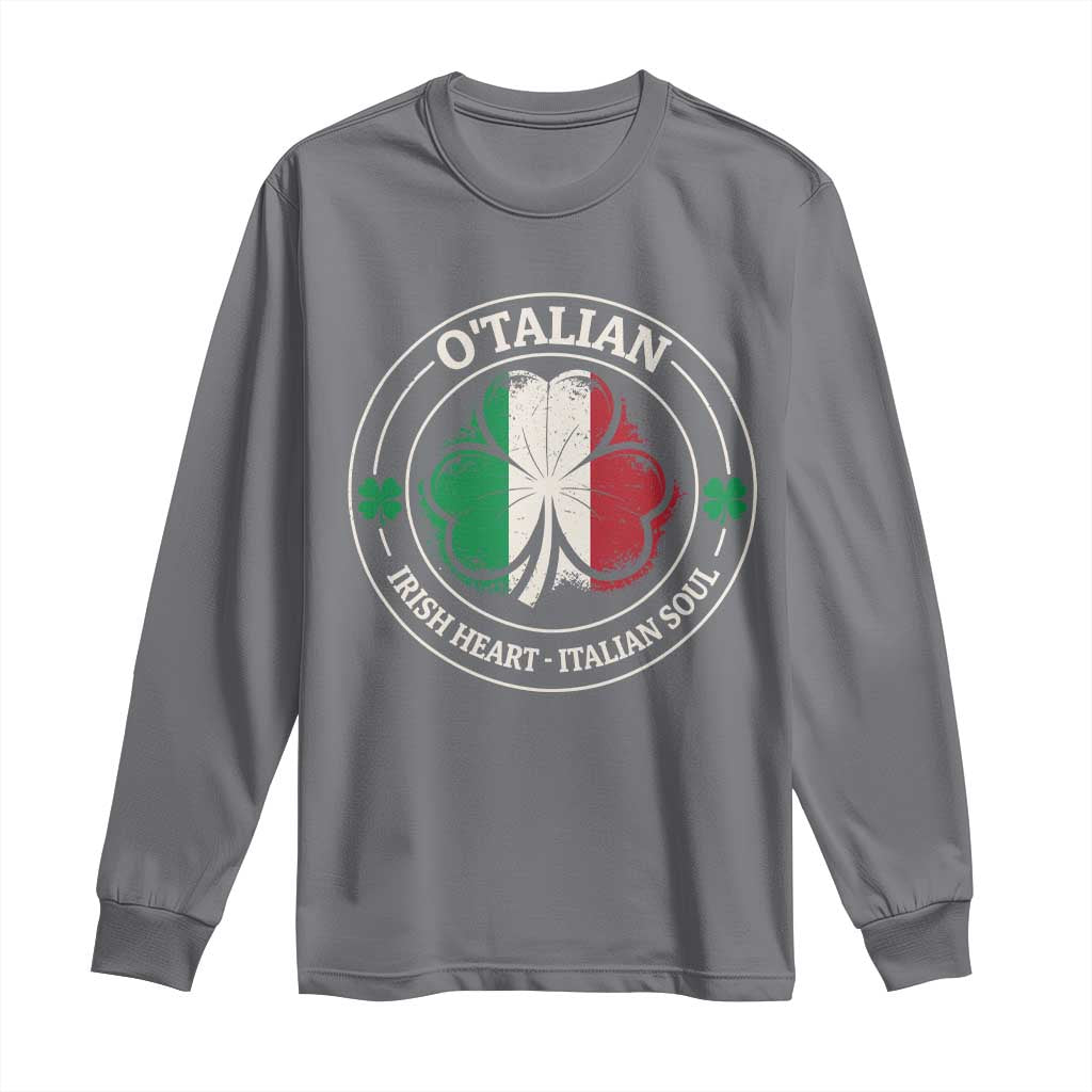 Irish Italian Pride Long Sleeve Shirt O'Talian Irish Heart Italian Soul St Patricks Day TS11 Charcoal Print Your Wear