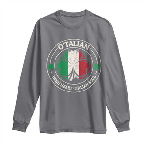 Irish Italian Pride Long Sleeve Shirt O'Talian Irish Heart Italian Soul St Patricks Day TS11 Charcoal Print Your Wear