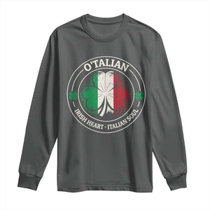 Irish Italian Pride Long Sleeve Shirt O'Talian Irish Heart Italian Soul St Patricks Day TS11 Dark Heather Print Your Wear