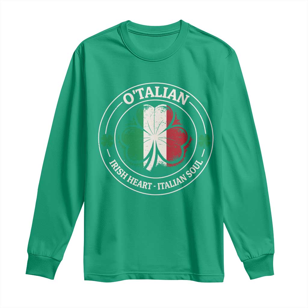 Irish Italian Pride Long Sleeve Shirt O'Talian Irish Heart Italian Soul St Patricks Day TS11 Irish Green Print Your Wear