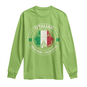 Irish Italian Pride Long Sleeve Shirt O'Talian Irish Heart Italian Soul St Patricks Day TS11 Lime Print Your Wear