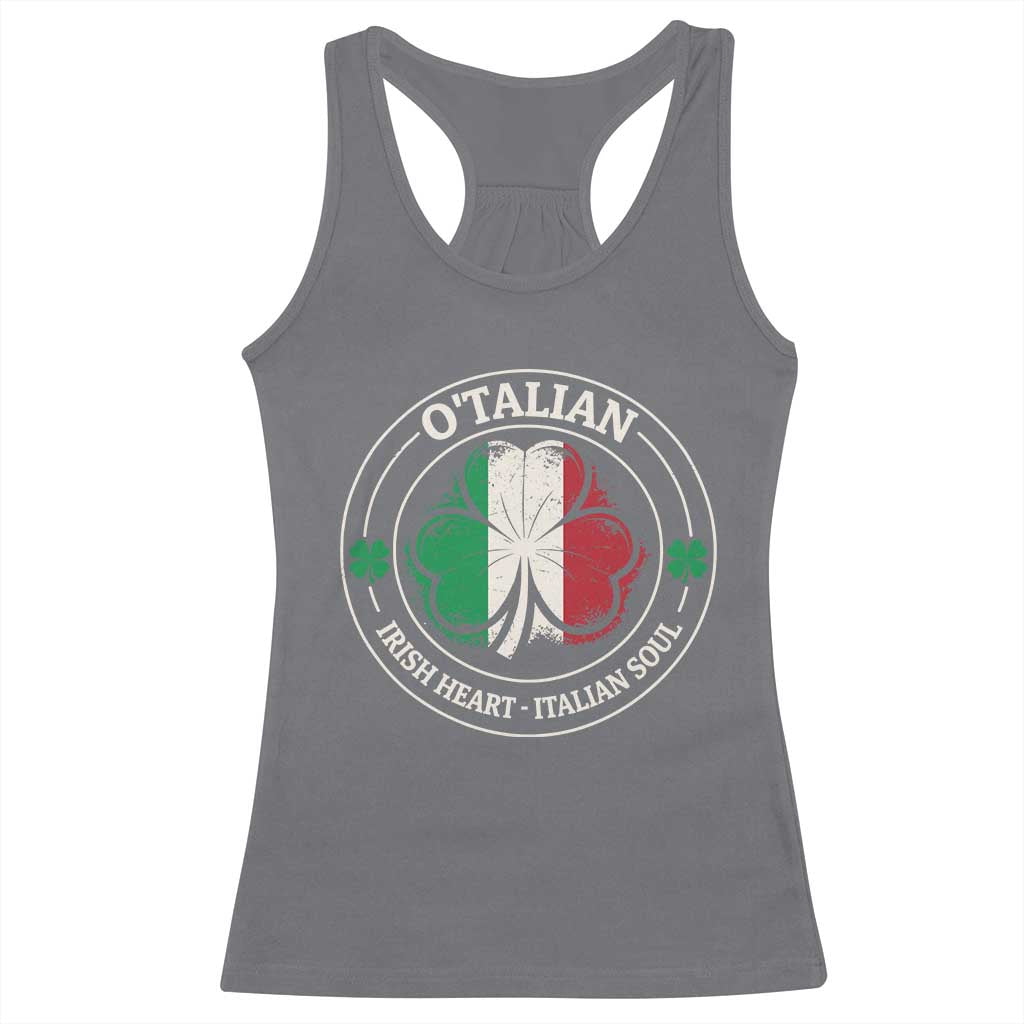 Irish Italian Pride Racerback Tank Top O'Talian Irish Heart Italian Soul St Patricks Day TS11 Charcoal Print Your Wear
