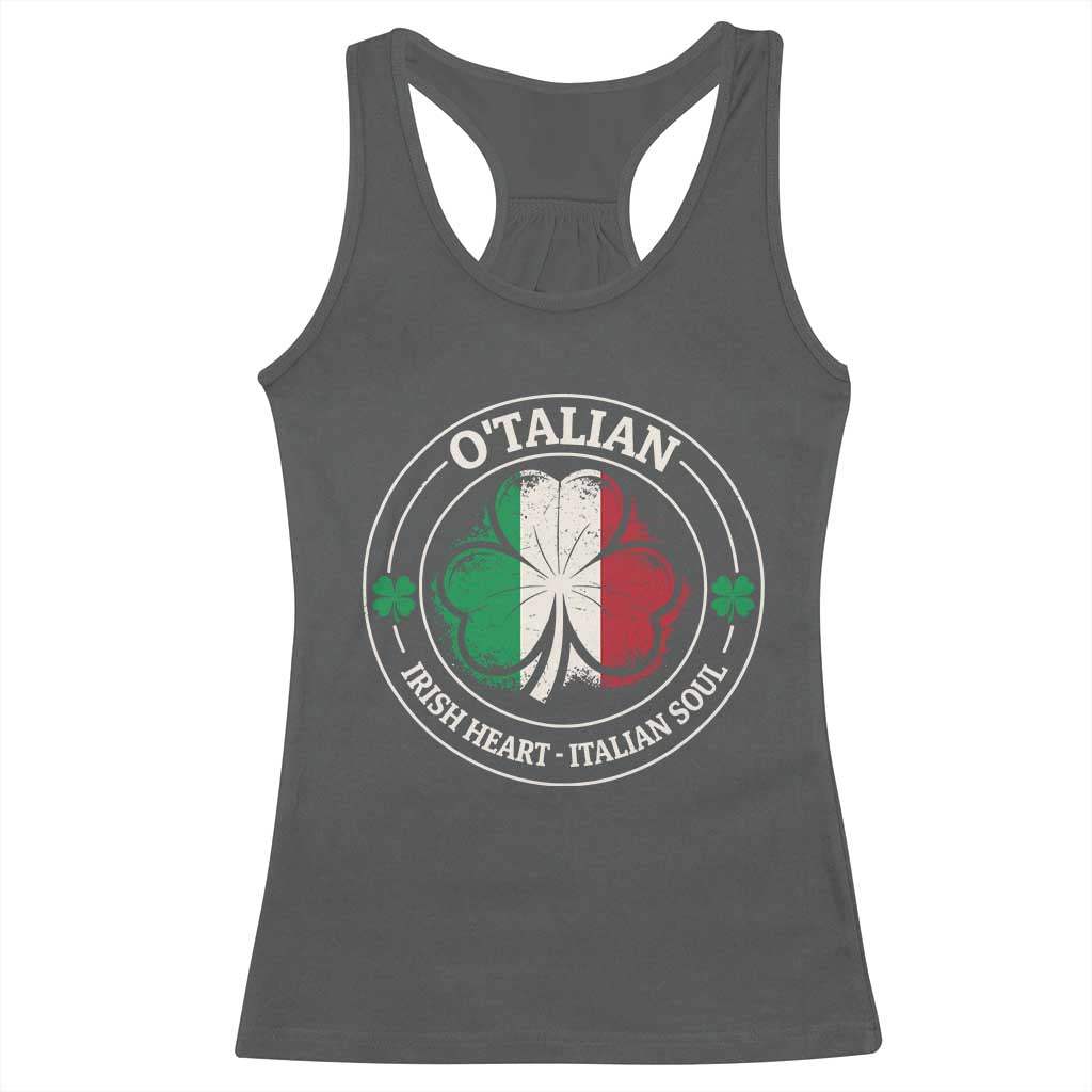 Irish Italian Pride Racerback Tank Top O'Talian Irish Heart Italian Soul St Patricks Day TS11 Dark Heather Print Your Wear