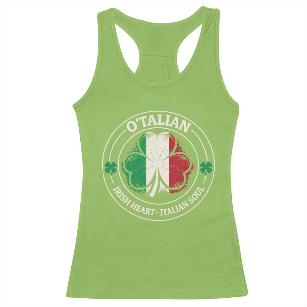 Irish Italian Pride Racerback Tank Top O'Talian Irish Heart Italian Soul St Patricks Day TS11 Lime Print Your Wear