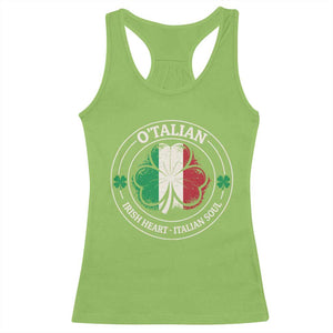 Irish Italian Pride Racerback Tank Top O'Talian Irish Heart Italian Soul St Patricks Day TS11 Lime Print Your Wear