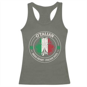 Irish Italian Pride Racerback Tank Top O'Talian Irish Heart Italian Soul St Patricks Day TS11 Military Green Print Your Wear