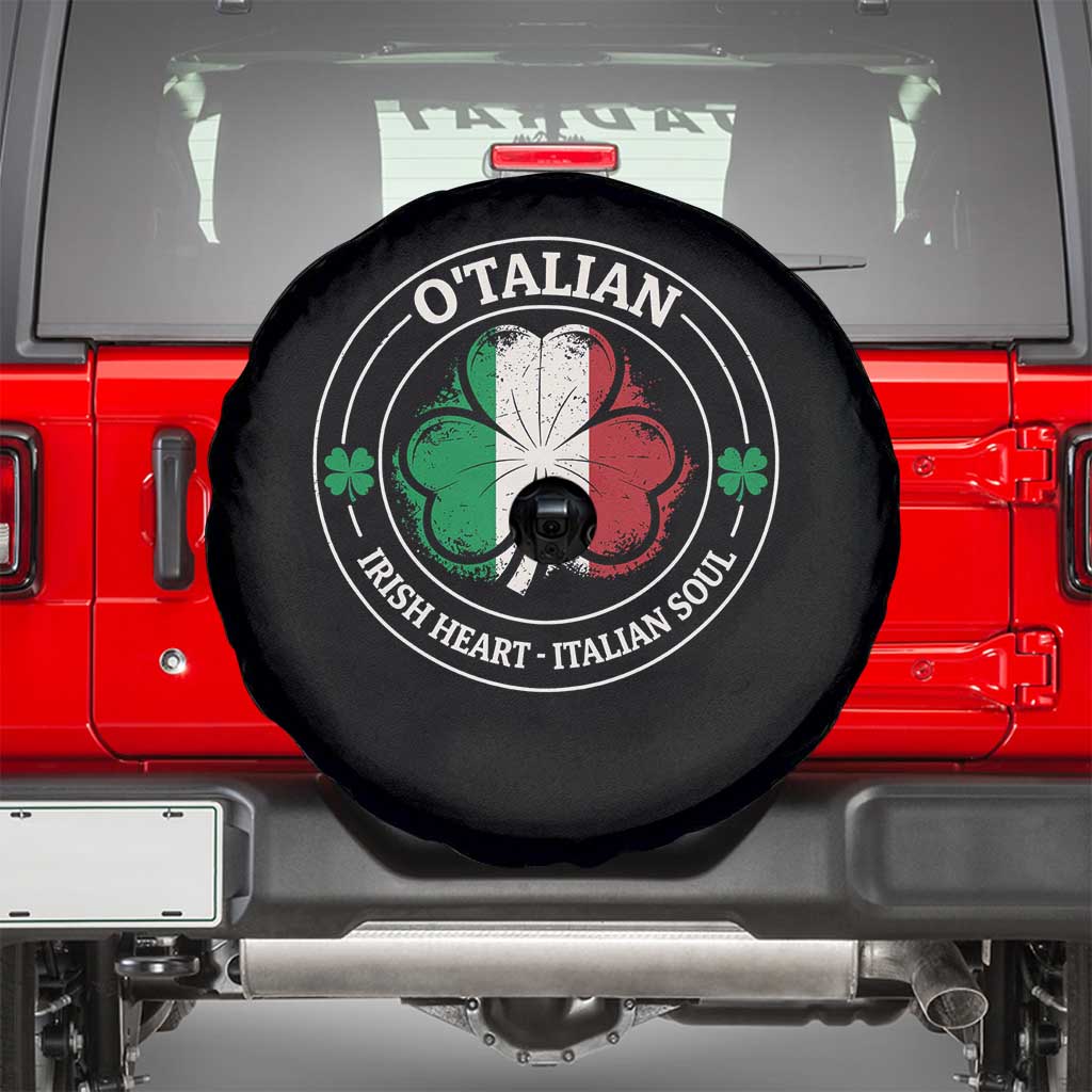 Irish Italian Pride Spare Tire Cover O'Talian Irish Heart Italian Soul St Patricks Day TS11 Black Print Your Wear