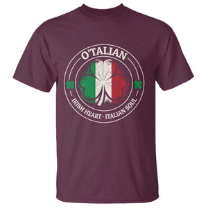 Irish Italian Pride T Shirt O'Talian Irish Heart Italian Soul St Patricks Day TS11 Maroon Print Your Wear