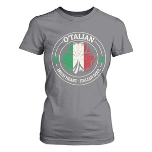 Irish Italian Pride T Shirt For Women O'Talian Irish Heart Italian Soul St Patricks Day TS11 Charcoal Print Your Wear