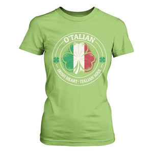Irish Italian Pride T Shirt For Women O'Talian Irish Heart Italian Soul St Patricks Day TS11 Lime Print Your Wear