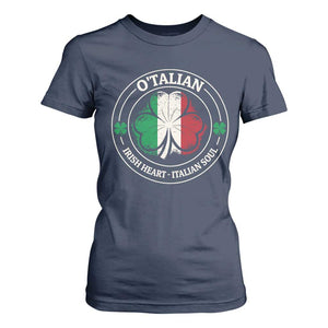 Irish Italian Pride T Shirt For Women O'Talian Irish Heart Italian Soul St Patricks Day TS11 Navy Print Your Wear