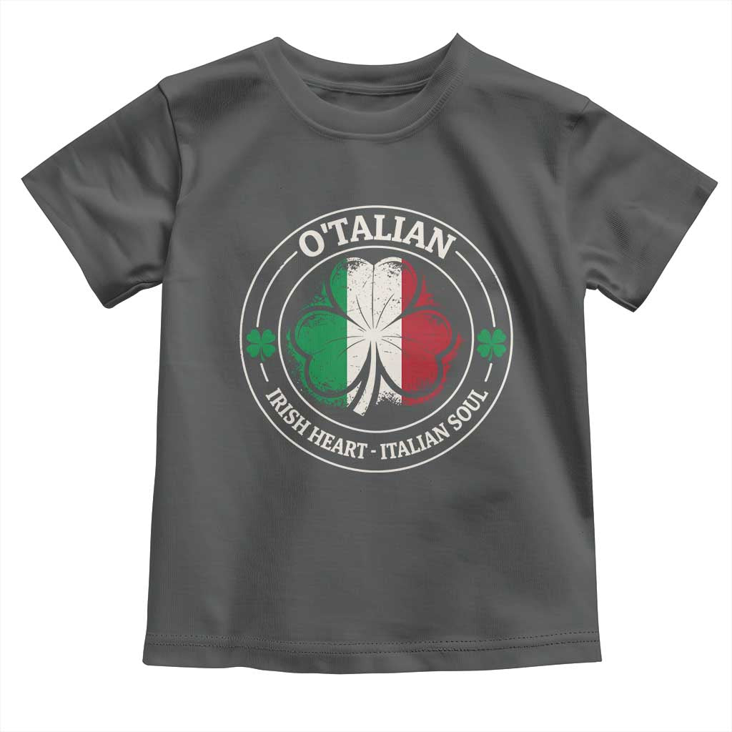 Irish Italian Pride Toddler T Shirt O'Talian Irish Heart Italian Soul St Patricks Day TS11 Dark Heather Print Your Wear