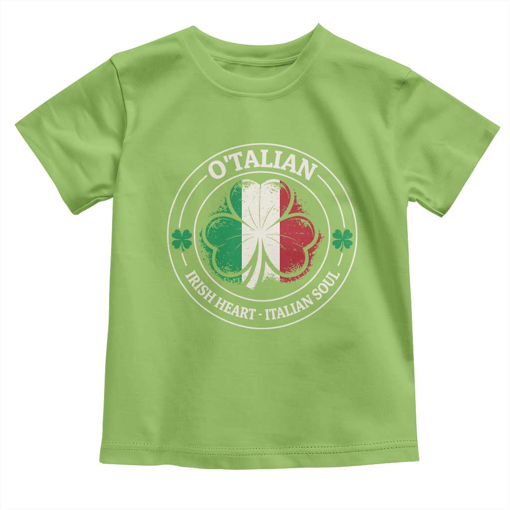 Irish Italian Pride Toddler T Shirt O'Talian Irish Heart Italian Soul St Patricks Day TS11 Lime Print Your Wear