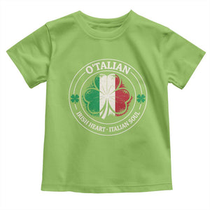 Irish Italian Pride Toddler T Shirt O'Talian Irish Heart Italian Soul St Patricks Day TS11 Lime Print Your Wear