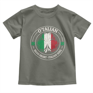 Irish Italian Pride Toddler T Shirt O'Talian Irish Heart Italian Soul St Patricks Day TS11 Military Green Print Your Wear