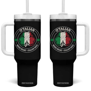 Irish Italian Pride Tumbler With Handle O'Talian Irish Heart Italian Soul St Patricks Day TS11 One Size: 40 oz Black Print Your Wear
