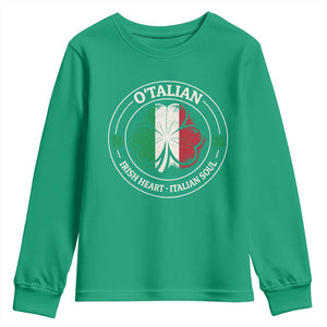 Irish Italian Pride Youth Sweatshirt O'Talian Irish Heart Italian Soul St Patricks Day TS11 Irish Green Print Your Wear