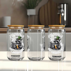 Funny St Patricks Day Raccoon If I Shenan Once I Will Shenanigan Glass Can TS11 Print Your Wear