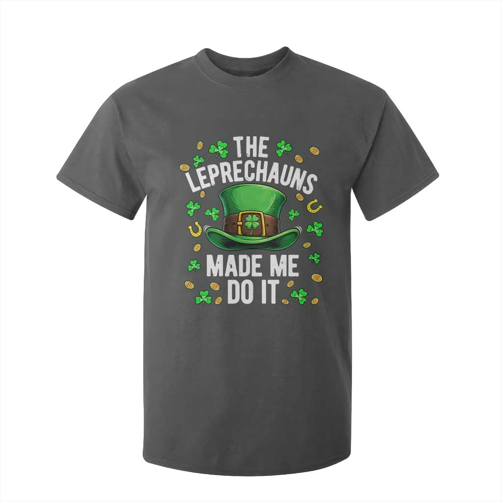 Funny St Patricks Day The Leprechauns Made Me Do It T Shirt For Kid TS11 Dark Heather Print Your Wear