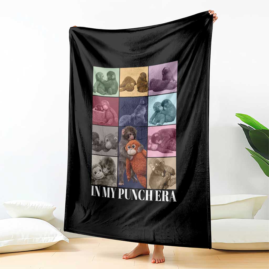 Punch The Monkey Throw Blanket In My Punch Era Baby Monkey Hugging Plush TS11 Print Your Wear