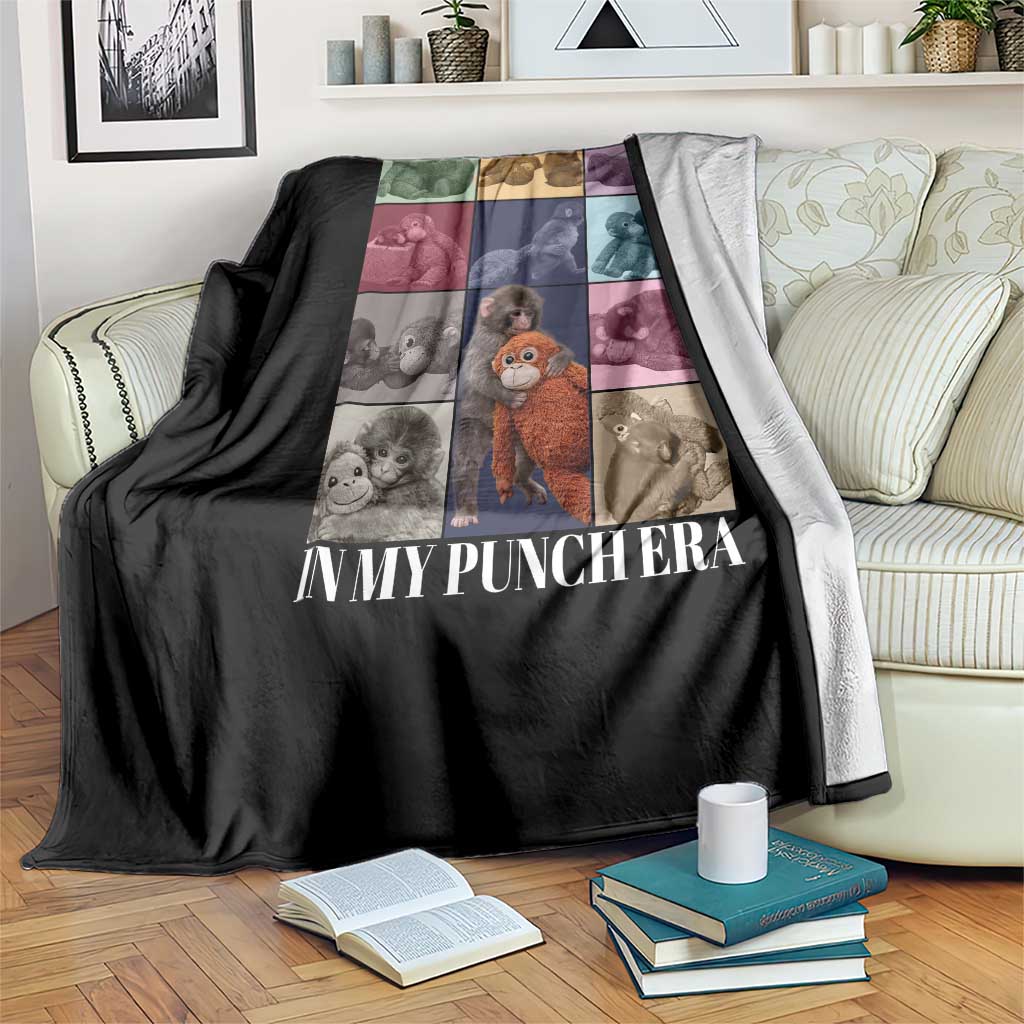 Punch The Monkey Throw Blanket In My Punch Era Baby Monkey Hugging Plush TS11 Print Your Wear