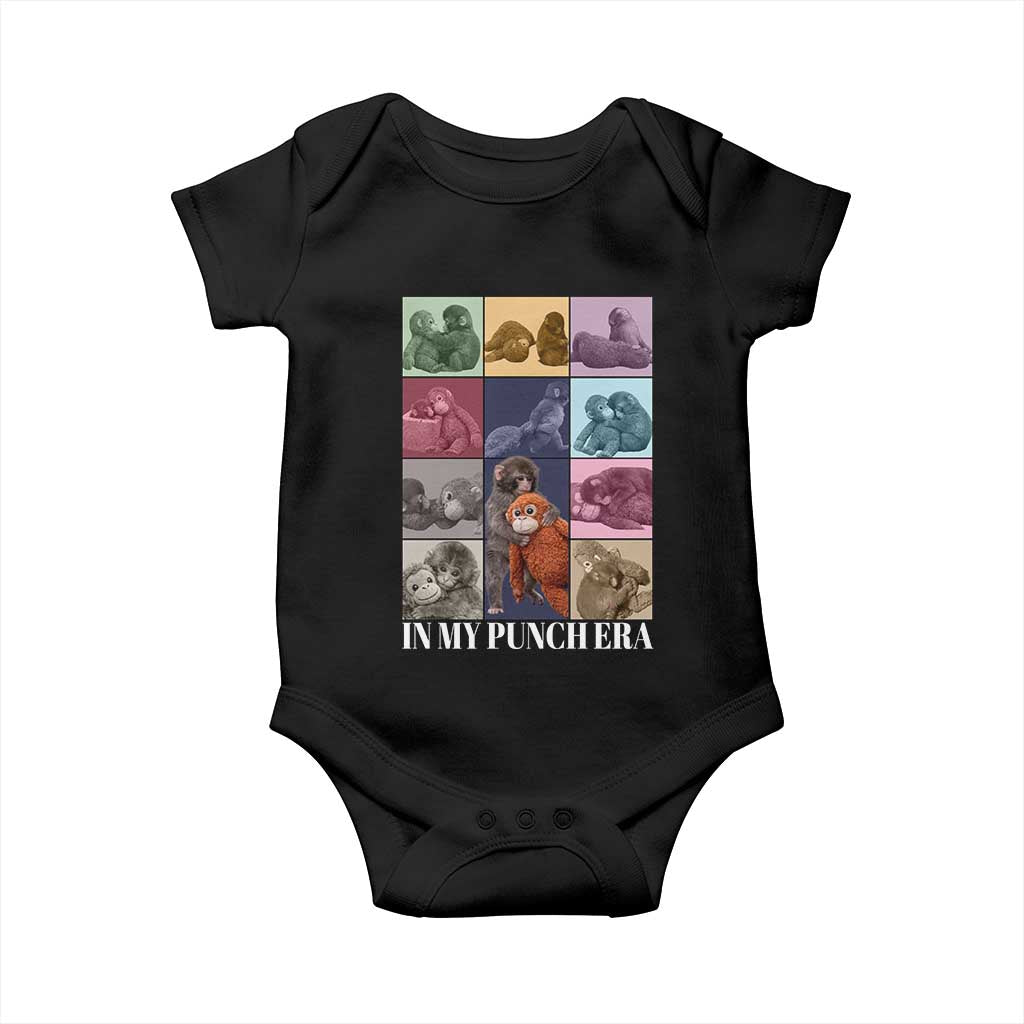 Punch The Monkey Baby Onesie In My Punch Era Baby Monkey Hugging Plush TS11 Black Print Your Wear
