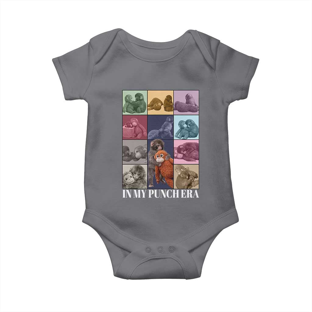 Punch The Monkey Baby Onesie In My Punch Era Baby Monkey Hugging Plush TS11 Charcoal Print Your Wear