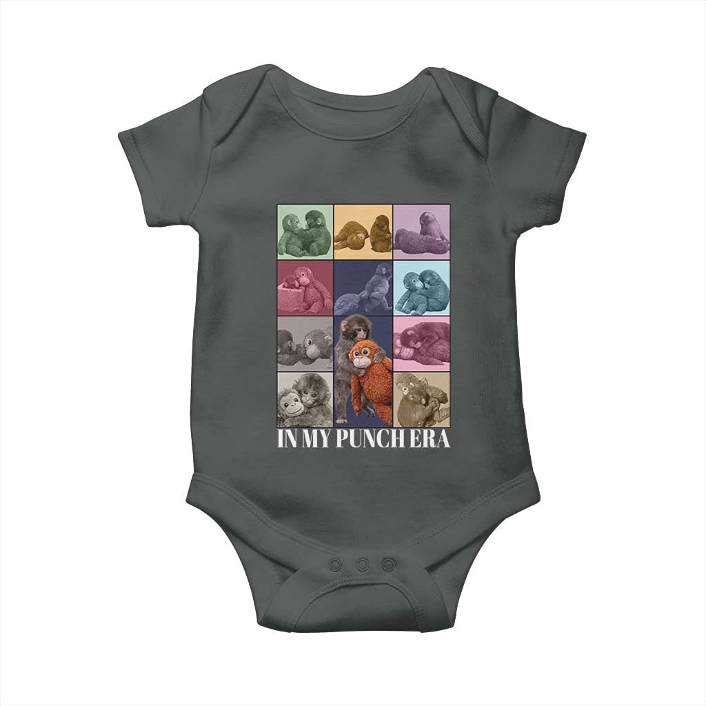 Punch The Monkey Baby Onesie In My Punch Era Baby Monkey Hugging Plush TS11 Dark Heather Print Your Wear