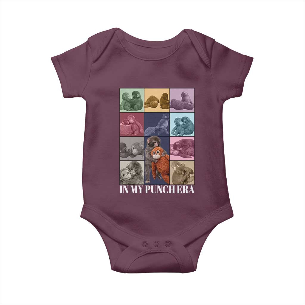 Punch The Monkey Baby Onesie In My Punch Era Baby Monkey Hugging Plush TS11 Maroon Print Your Wear