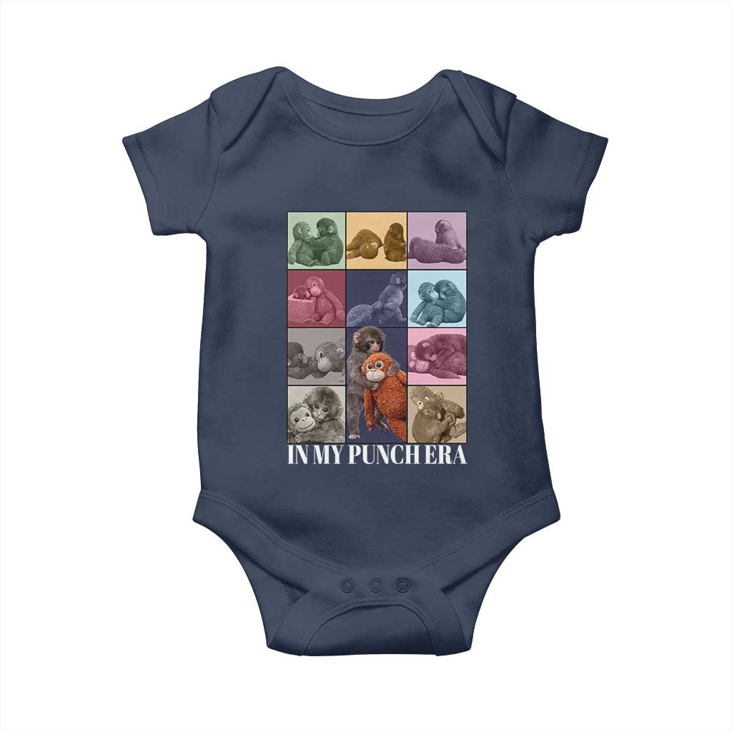 Punch The Monkey Baby Onesie In My Punch Era Baby Monkey Hugging Plush TS11 Navy Print Your Wear