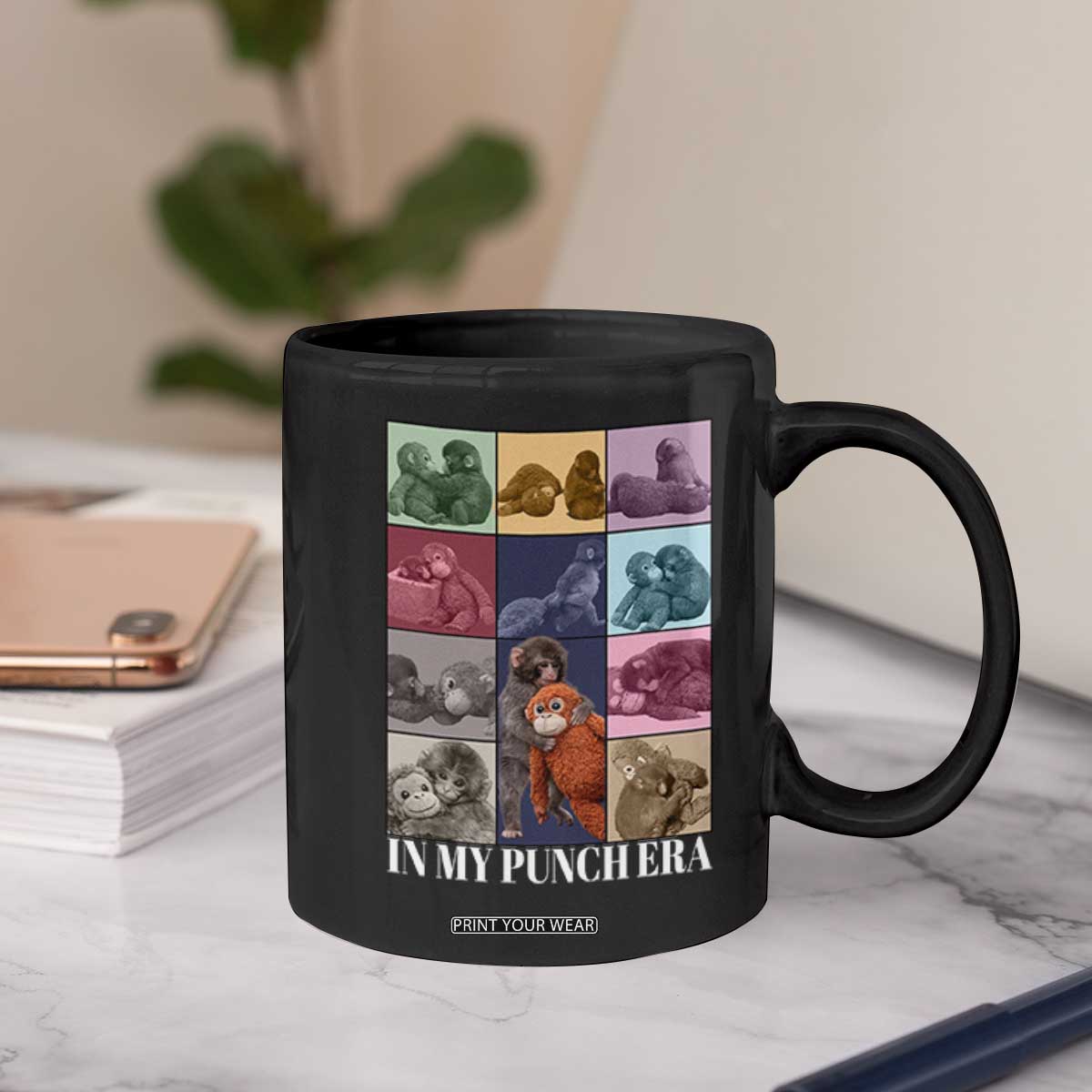Punch The Monkey Coffee Mug In My Punch Era Baby Monkey Hugging Plush TS11 Print Your Wear