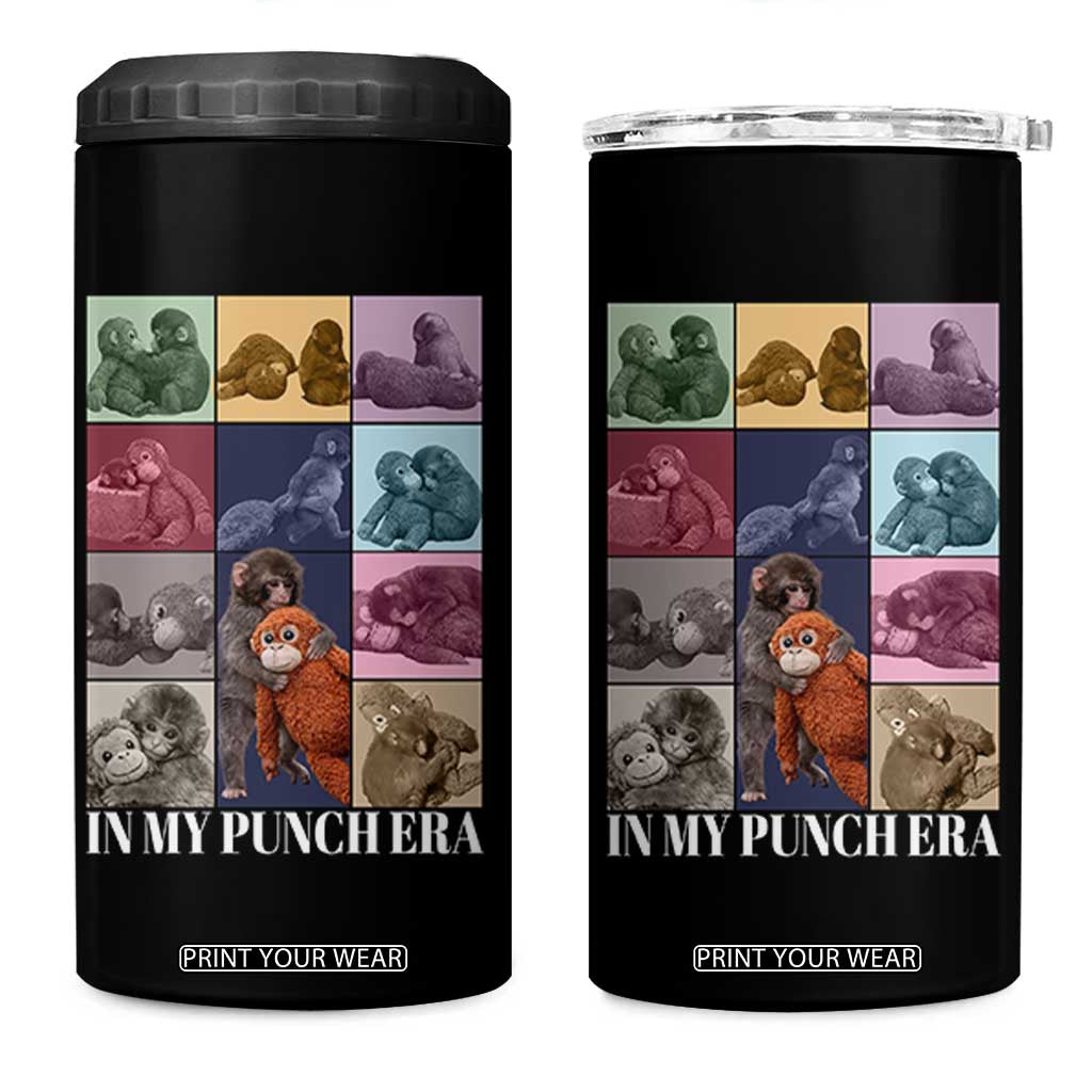 Punch The Monkey 4 in 1 Can Cooler Tumbler In My Punch Era Baby Monkey Hugging Plush TS11 One Size: 16 oz Black Print Your Wear
