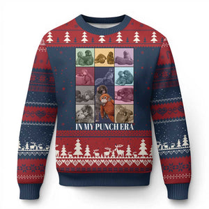 Punch The Monkey Ugly Christmas Sweater In My Punch Era Baby Monkey Hugging Plush TS11 Navy Red Print Your Wear