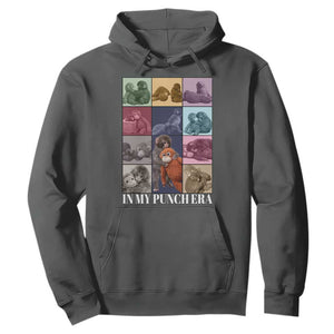 Punch The Monkey Hoodie In My Punch Era Baby Monkey Hugging Plush TS11 Dark Heather Print Your Wear