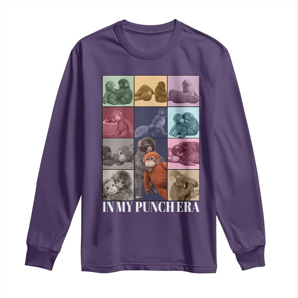 Punch The Monkey Long Sleeve Shirt In My Punch Era Baby Monkey Hugging Plush TS11 Purple Print Your Wear