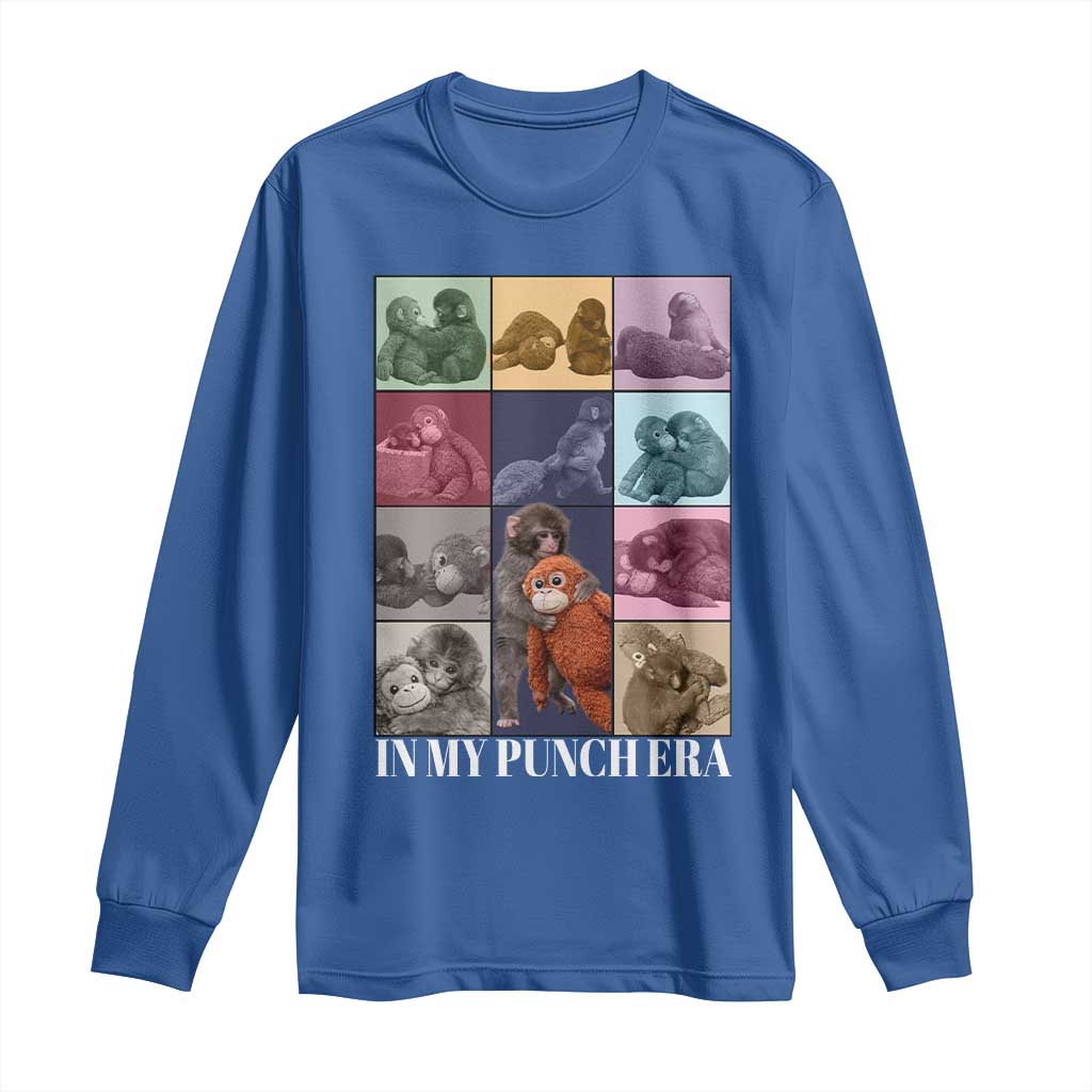 Punch The Monkey Long Sleeve Shirt In My Punch Era Baby Monkey Hugging Plush TS11 Royal Blue Print Your Wear