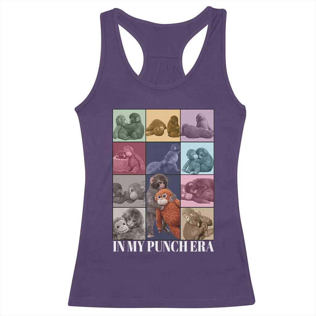 Punch The Monkey Racerback Tank Top In My Punch Era Baby Monkey Hugging Plush TS11 Purple Print Your Wear